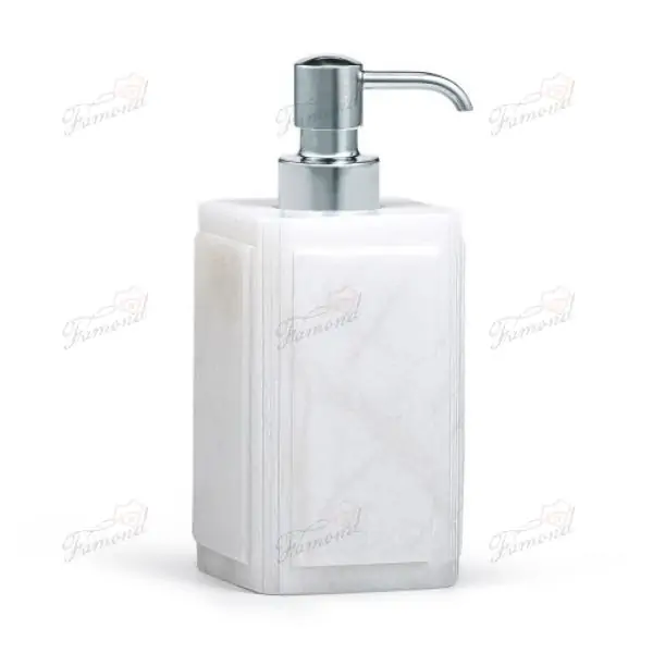 Elegant Square White Marble Bathroom Seven-Piece Set Garbage Can and Tissue Holder Resin Accessory Sets-Famond R&D Factory