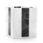 Black and White Spliced Marble Bathroom Seven-piece set Resin Imitation Soap Dispenser Square Soapdish Wastebin Set-Famond R&D Factory