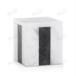 Black and White Spliced Marble Bathroom Seven-piece set Resin Imitation Soap Dispenser Square Soapdish Wastebin Set-Famond R&D Factory