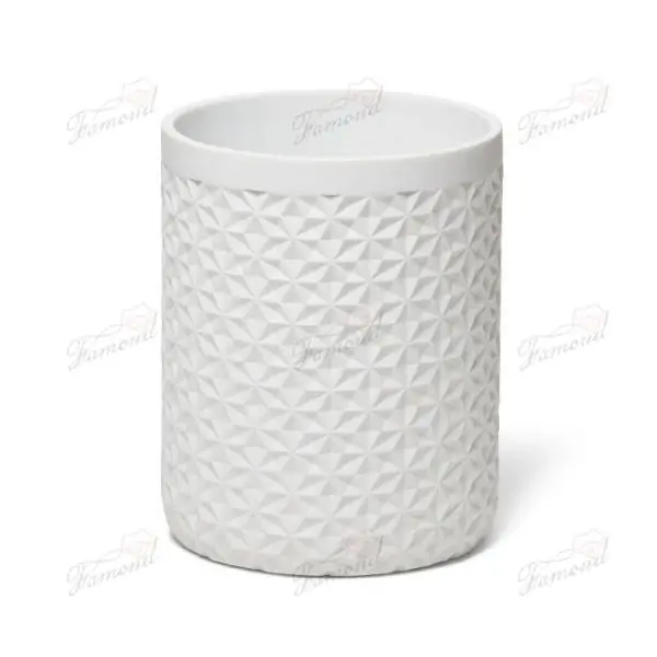 White Convex Diamond Texture White Sand Stone Bathroom Kit Resin Eight-piece Set New Design-Famond R&D Factory