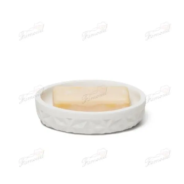 White Convex Diamond Texture White Sand Stone Bathroom Kit Resin Eight-piece Set New Design-Famond R&D Factory