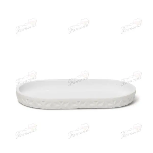 White Convex Diamond Texture White Sand Stone Bathroom Kit Resin Eight-piece Set New Design-Famond R&D Factory