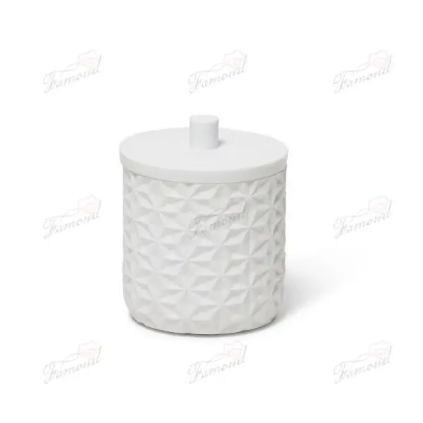 White Convex Diamond Texture White Sand Stone Bathroom Kit Resin Eight-piece Set New Design-Famond R&D Factory