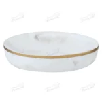 White Marble Top Painted Rose Gold Lines Bathroom Dispenser Bottle Cup Soap Tray Three-piece Set-Famond R&D Factory