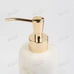 White Marble Top Painted Rose Gold Lines Bathroom Dispenser Bottle Cup Soap Tray Three-piece Set-Famond R&D Factory