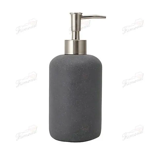 Grey Sand Stone Bathroom Tray Soap lotion Tumblers Three-piece Simple Neutral Resin Bathroom Items-Famond R&D Factory