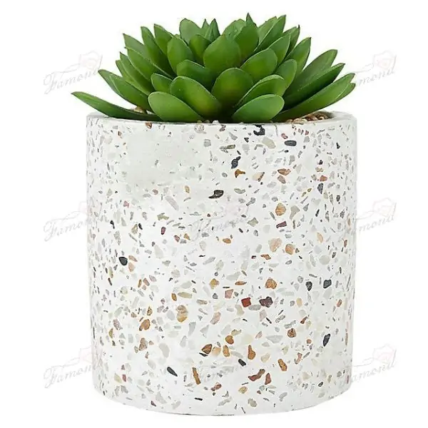 Handcrafted Polyresin Cement Waterpolished Stone Cylinder Planters for Succulents ?C Elegant & Durable