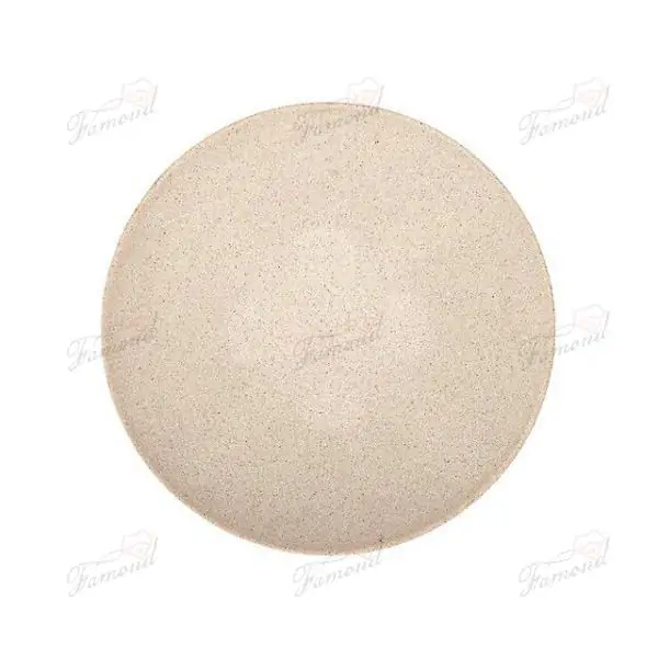 Decorative Yellow Resin Disc with Cross Support - Handcrafted Beige Stone Resin Tabletop Decor