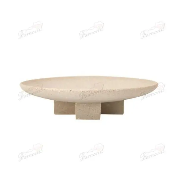 Decorative Yellow Resin Disc with Cross Support - Handcrafted Beige Stone Resin Tabletop Decor