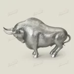 Handcrafted Resin Bull Statue with Silver Foil and Leather-Like Finish - Perfect for Any Modern Home