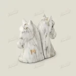 Marble White with Gold Vein Resin Equestrian Half-Figure Bookend ?C Stylish Home Decor & Functional Library Accessory