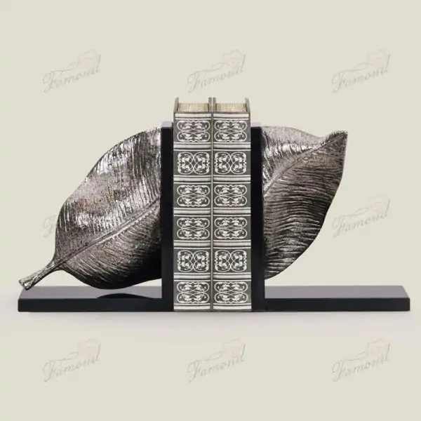 Elegant Silver Leaf Hand-Painted Resin Bookend ?C Stylish and Functional Desk Accessory for Home or Office