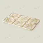 Square White Marble Coasters Golden lines 4 pcs Set with a storage Box HHigh-end Kitchen Accessories-Famond R&D Factory