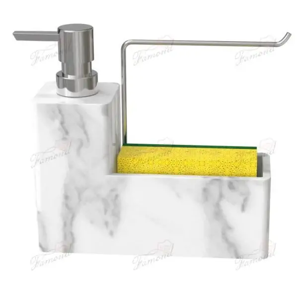 Square Marble Kitchen Multi-functional Resin Dispenser Bottles Sponge Wipe Storage Cell Hardware Suspension Racks-Famond R&D Factory