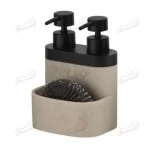 GRS eco Creative Two-Tone Resin Dual Dispenser with Wire Ball Holder - Engraved SOAP DISH-Famond R&D Factory