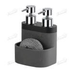 GRS eco Creative Two-Tone Resin Dual Dispenser with Wire Ball Holder - Engraved SOAP DISH-Famond R&D Factory