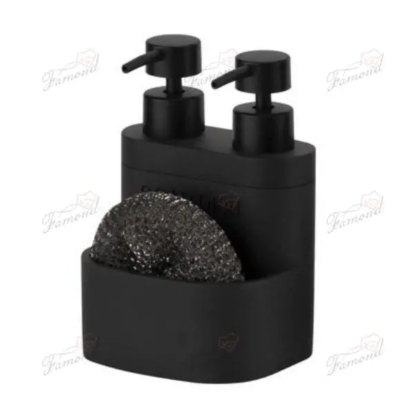 GRS eco Creative Two-Tone Resin Dual Dispenser with Wire Ball Holder - Engraved SOAP DISH-Famond R&D Factory