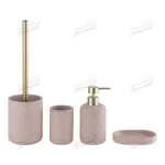 Stylish Polished Concrete Bathroom 4-Piece Set - Cylindrical Design in Multiple Colors - Premium Bath Accessories-Famond R&D Factory