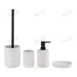 Stylish Polished Concrete Bathroom 4-Piece Set - Cylindrical Design in Multiple Colors - Premium Bath Accessories-Famond R&D Factory