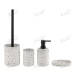 Stylish Polished Concrete Bathroom 4-Piece Set - Cylindrical Design in Multiple Colors - Premium Bath Accessories-Famond R&D Factory