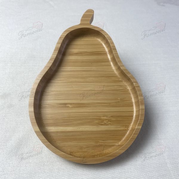 Chinese Manufacturer Pear-Shaped Bamboo Fruit Tray with Handle - Natural Wood Finish