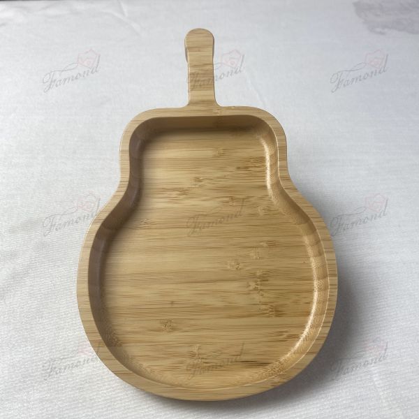 Chinese Manufacturer Pear-Shaped Bamboo Fruit Tray with Handle - Natural Wood Finish