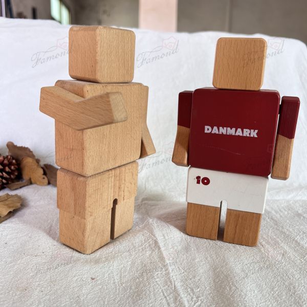 Chinese Guangdong Factory Handcrafted Beechwood Robot Toy - Educational Wooden Athlete Figurine for Kids