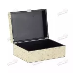 Elegant Square Hinged Jewelry Box with Handcrafted Shell Inlay Art