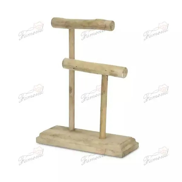 Handcrafted Authentic Wood Double Rod Jewelry Stand Natural Elegance for Treasured Accessories