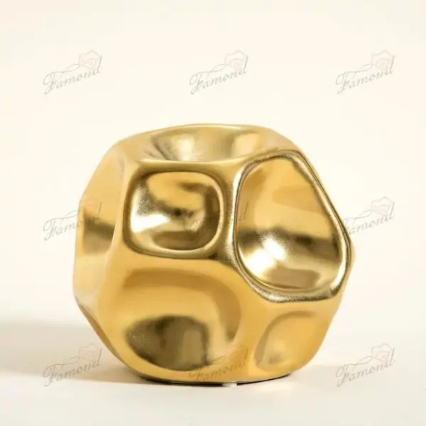 Abstract Resin Electroplated Gold and Silver Concave Sphere Decorative Art