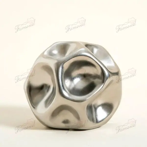 Abstract Resin Electroplated Gold and Silver Concave Sphere Decorative Art