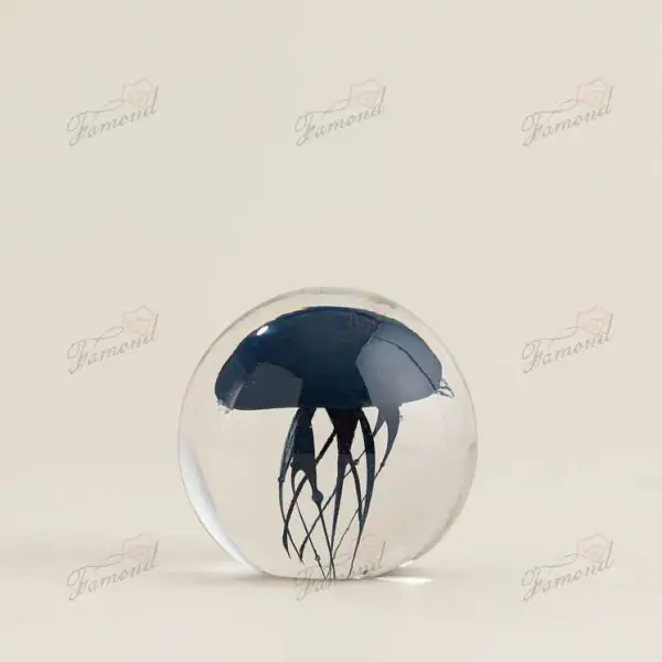 Enchanting Deep Blue Jellyfish in Clear Sphere Elegant Home Decor Ball