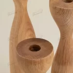 Elegant Waist Shaped Acacia Wood Candle Holder Set of 3