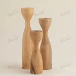 Elegant Waist Shaped Acacia Wood Candle Holder Set of 3