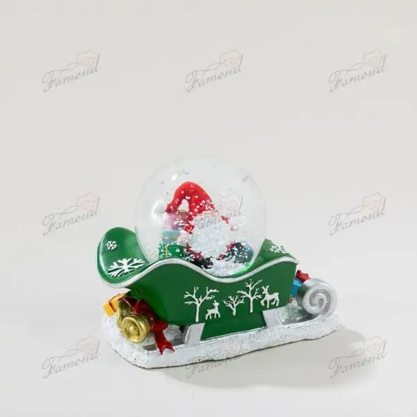 5-8cm Santa Claus on Sled Water Globe Mini Christmas Ornament