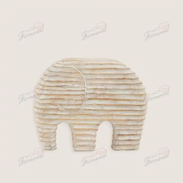 Chic Beige Striped Elephant Decor Add a Touch of Elegance to Your Home