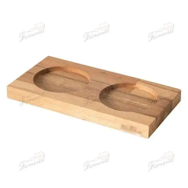 Solid Wood Round and Square Hole Condiment Bottle Organizer Tray