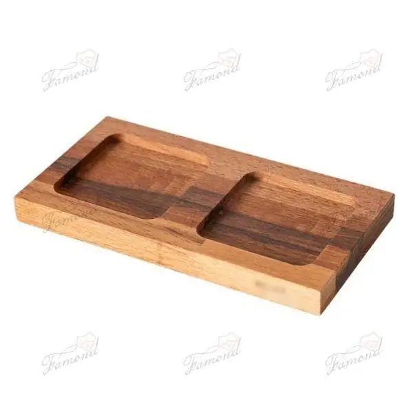 Solid Wood Round and Square Hole Condiment Bottle Organizer Tray