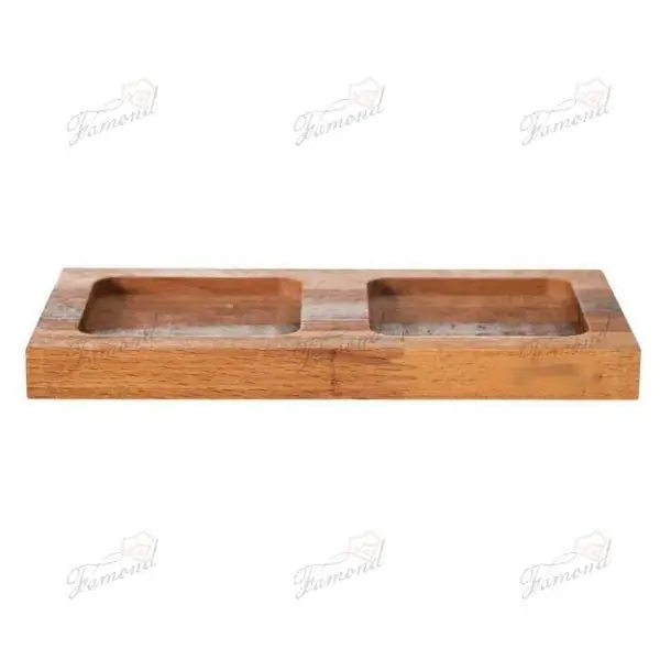 Solid Wood Round and Square Hole Condiment Bottle Organizer Tray