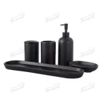 Elegant Monochrome Cylinder Classic 5-Piece Bathroom Accessory Set