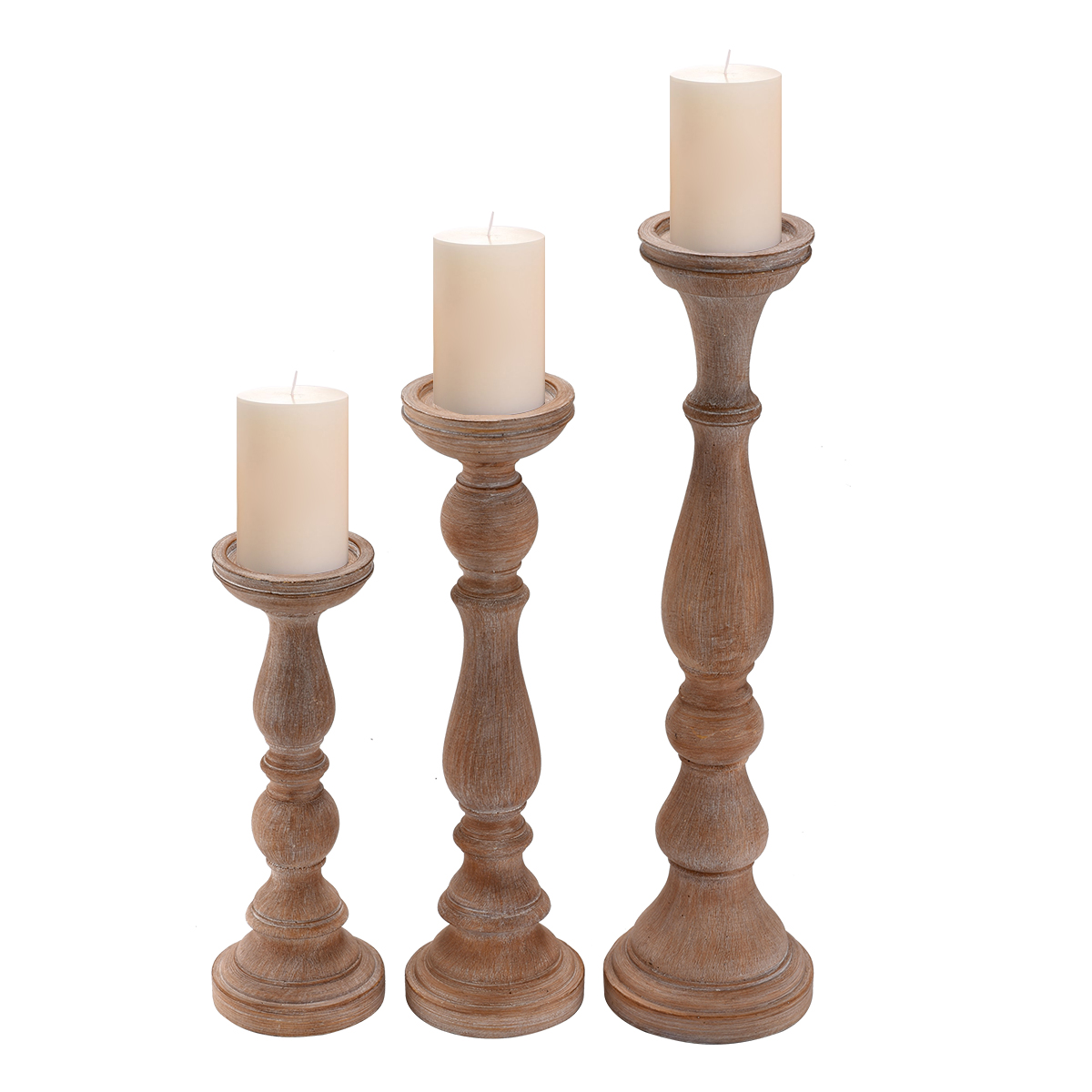 Imitation wood grain candle holder 3 pcs set by Famond Home