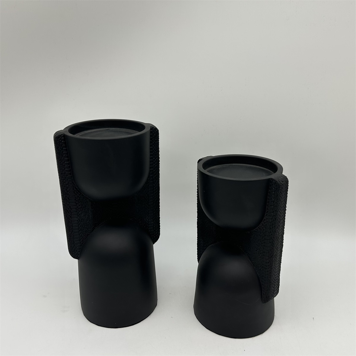 Black Leather Pattern Candle Holder By Famond Home