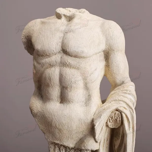 Chiseled Champion: Half-Body Muscle Man Statue Decor