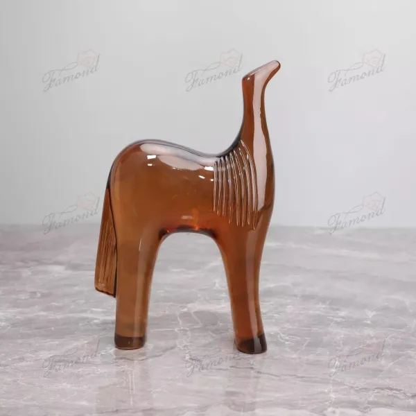 Luxury Agate-Colored Transparent Brown Pony Figurine for Living Room Decor