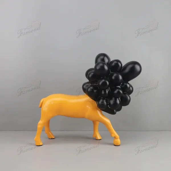 Vibrant Abstract Lion & Bubble Dog Art Figurines Minimalist Cartoon Animal Decor for Nordic Style Interiors