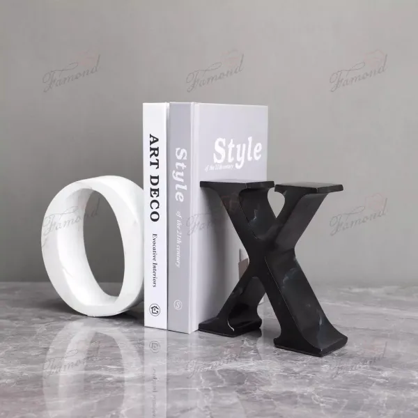 Modern Minimalist Style Bookends - Stylish OX Letter Design