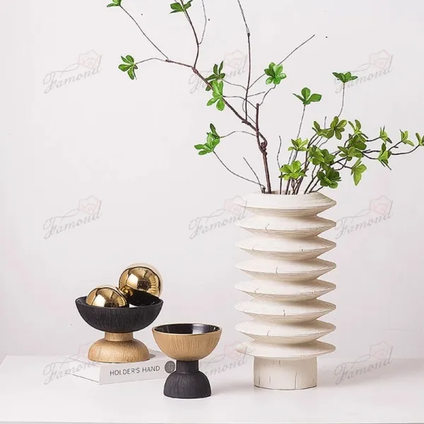 Elegant Pagoda-Shaped Cave Stone Vase - Resin Craftsmanship