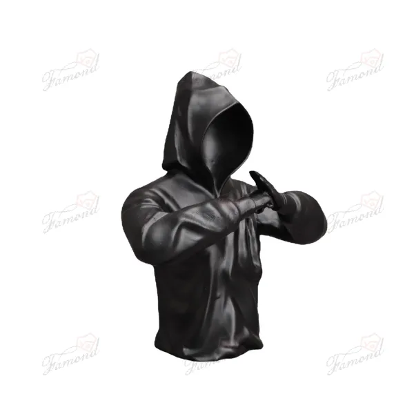 Elegant Black and White Trench Coat Arching Hand Warrior Resin Home Decor