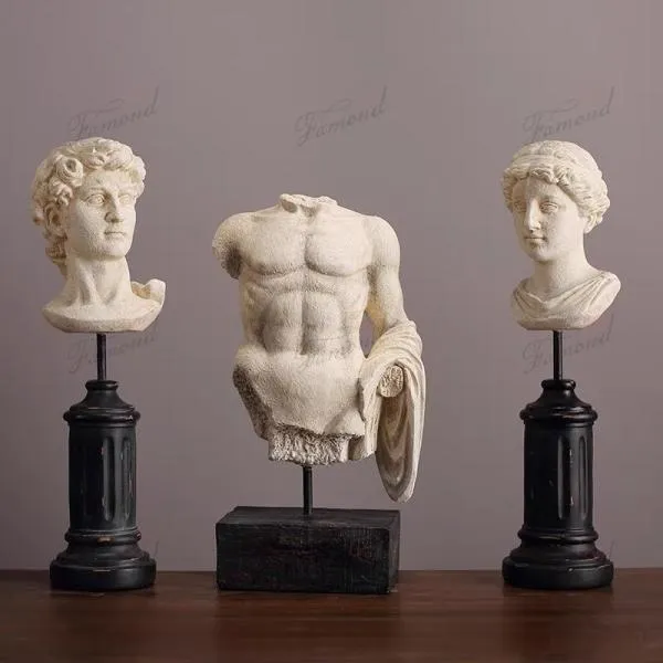 Chiseled Champion: Half-Body Muscle Man Statue Decor