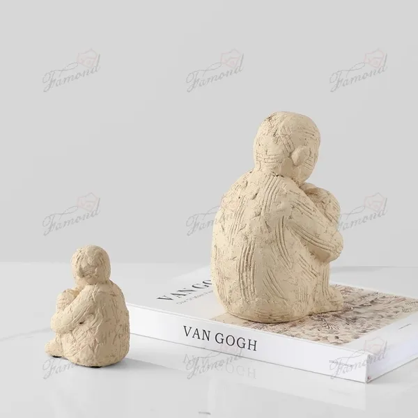 Eco-Friendly Handmade Sitting Doll Figurine – Charming Cement Resin Decor for Home and Gifts